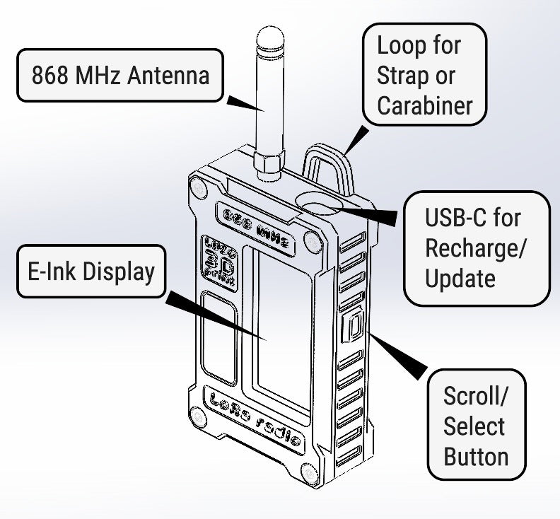 Portable Meshtastic Heltec Wireless Paper node featuring InkHUD UI, 3000mAh battery, and custom 3D printed case. Ideal for LoRa mesh communication and off-grid messaging.